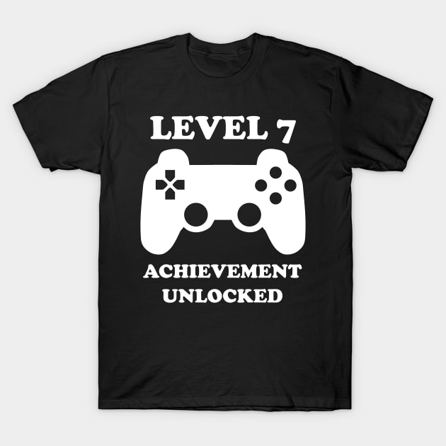 Level 7 Achievement Unlocked Gamer Next Level 7 years old birthday T-Shirt by rayrayray90